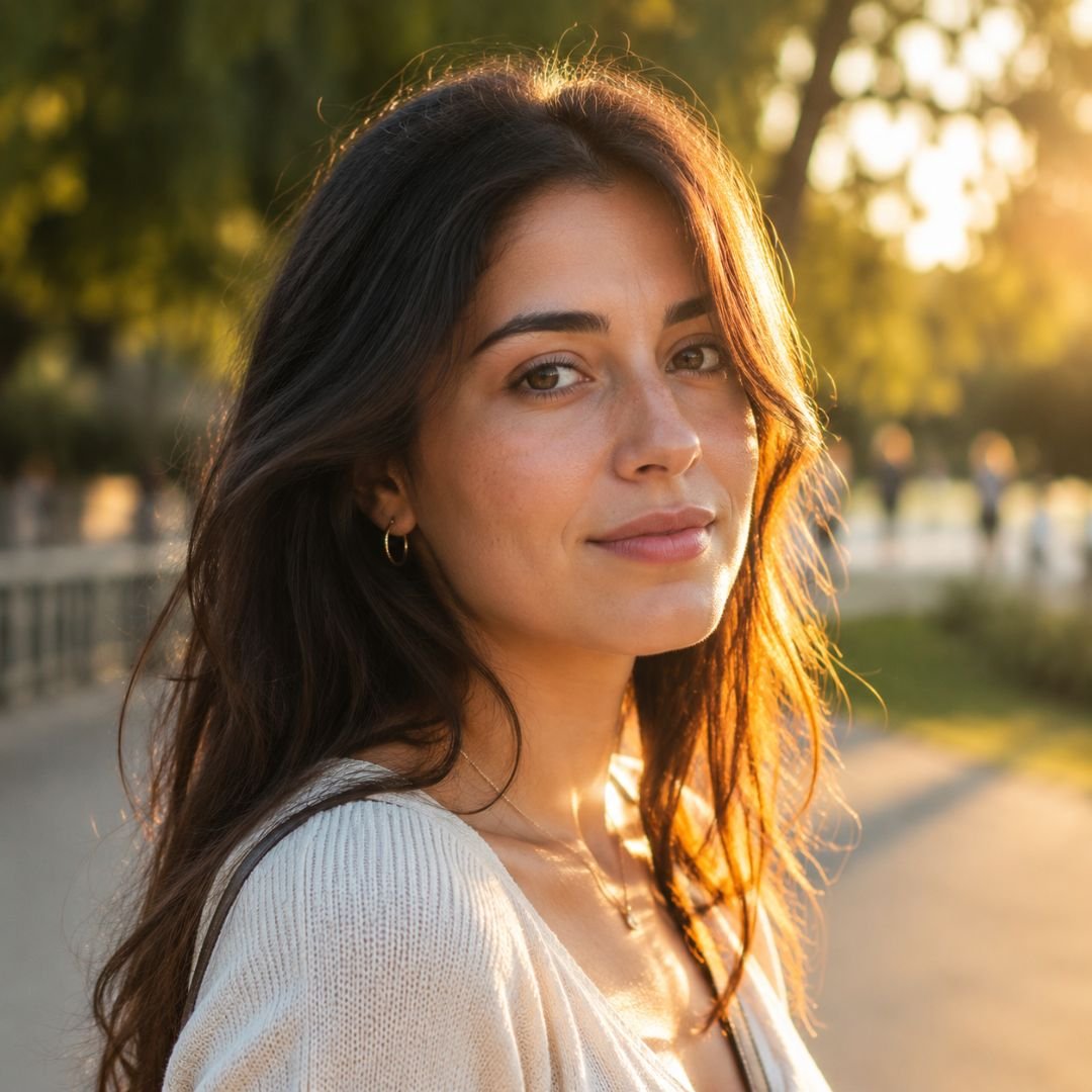 Golden hour outdoor portrait prompt