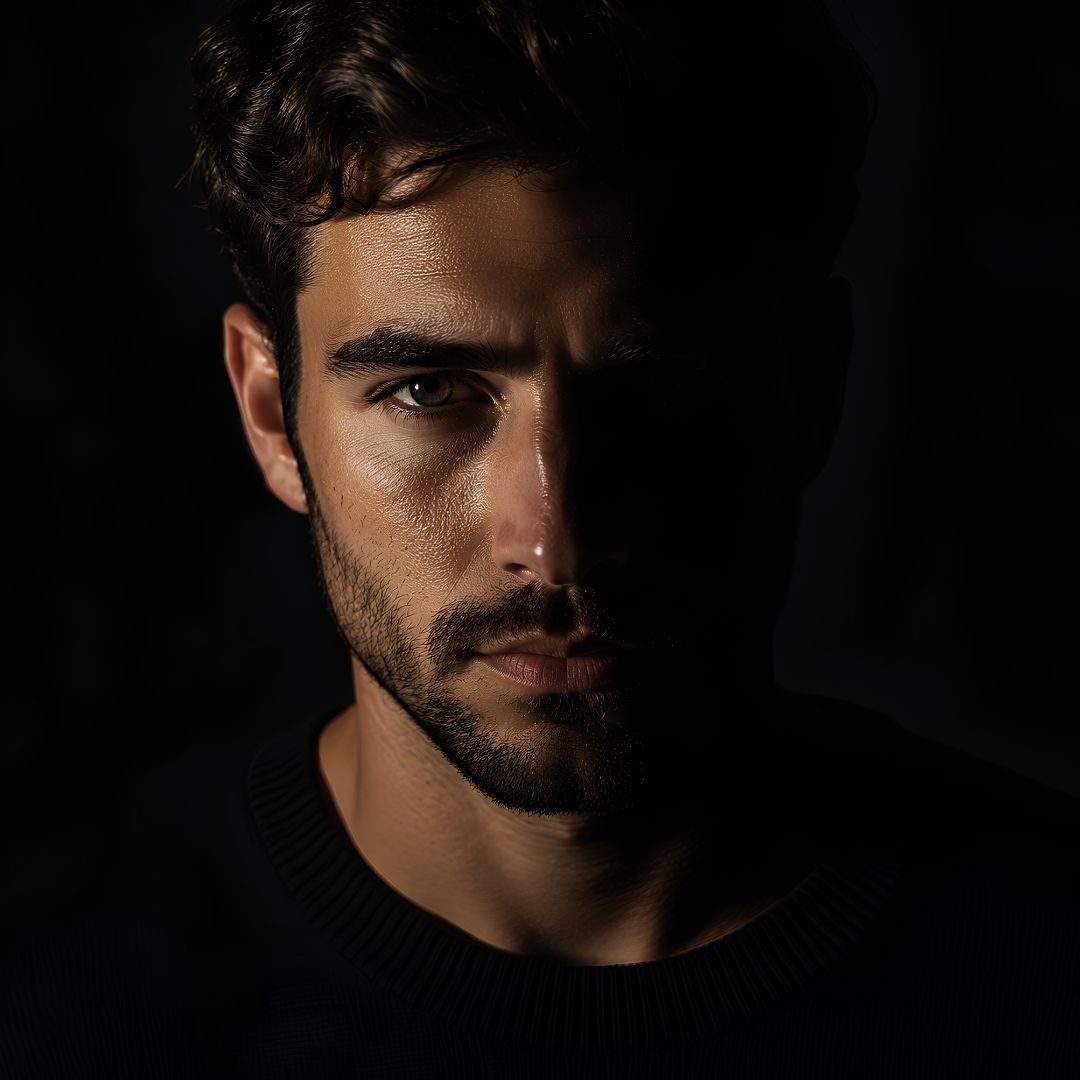 Moody low light portrait prompt
