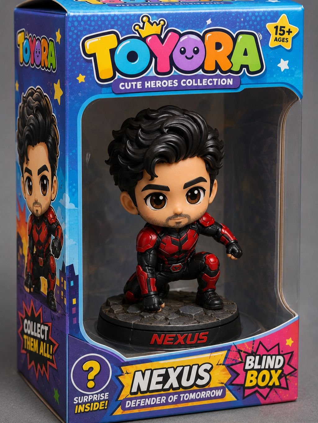 Chibi cute action figure prompt result with big head and small body