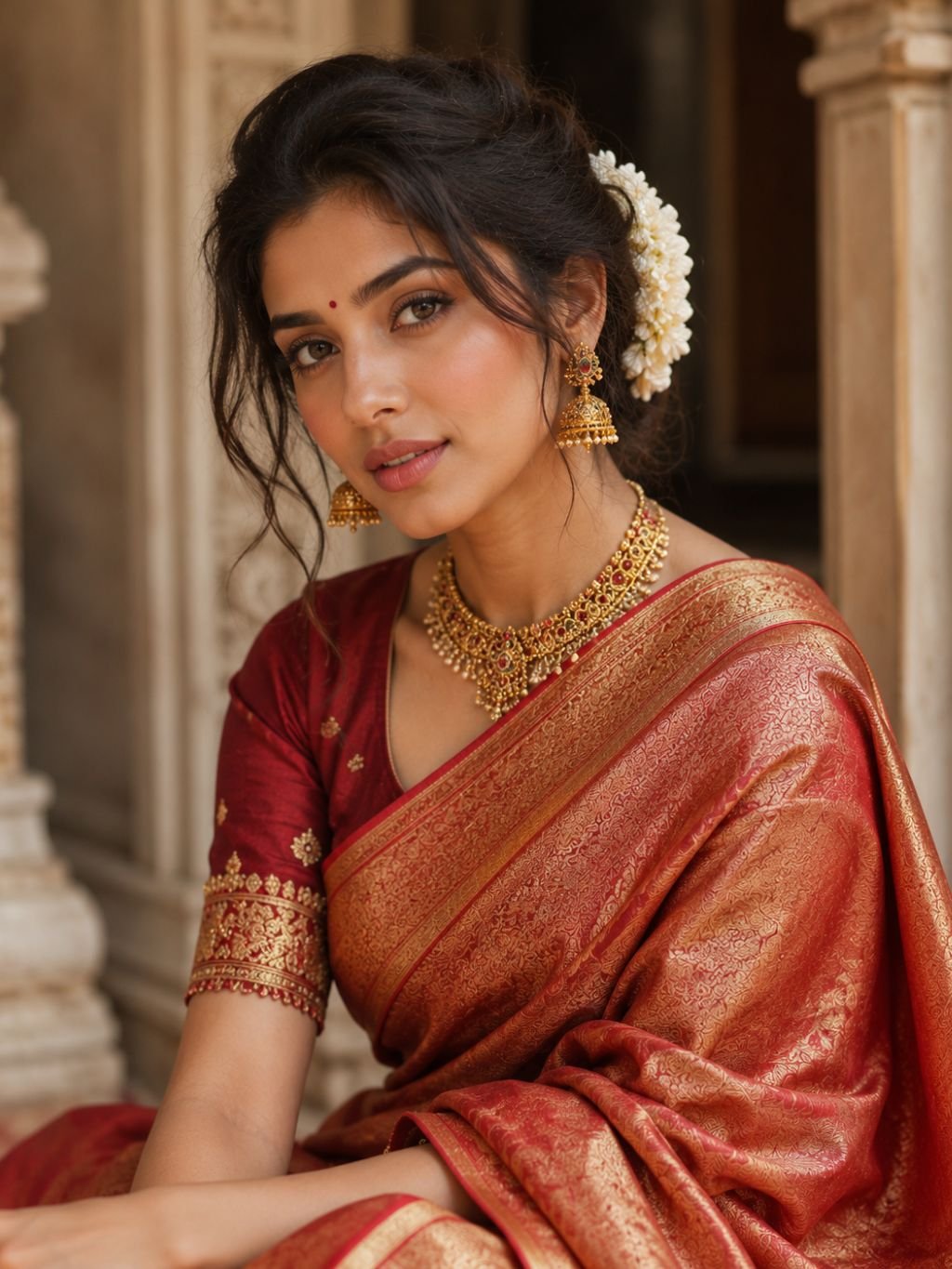 Cultural traditional portrait prompt result in ornate traditional dress