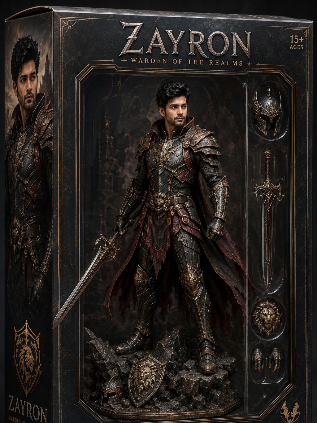 Fantasy warrior action figure prompt result with armour and sword