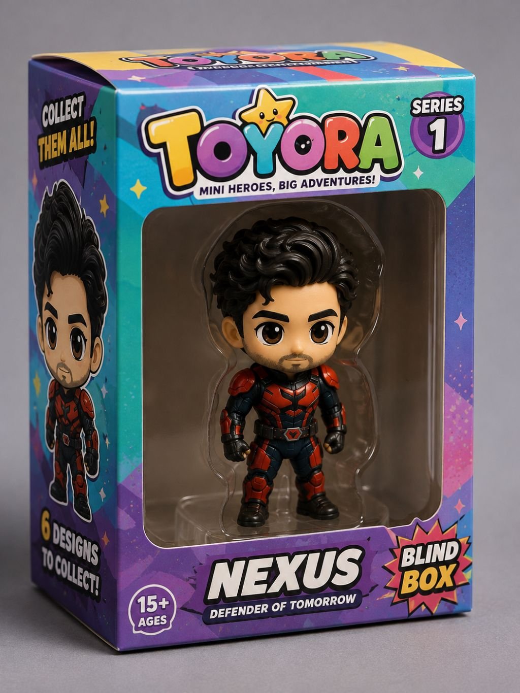 Mini blind box action figure prompt result with small figure and box