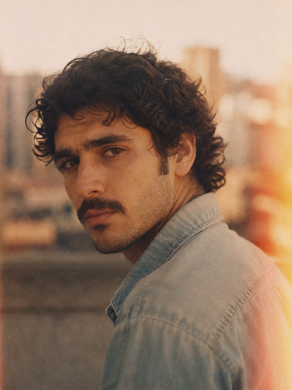 Vintage film portrait prompt result with warm retro film tones