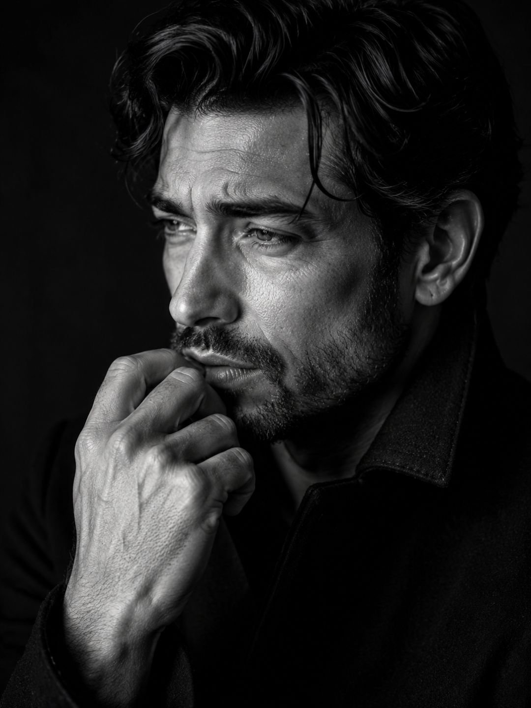 Black and white portrait prompt